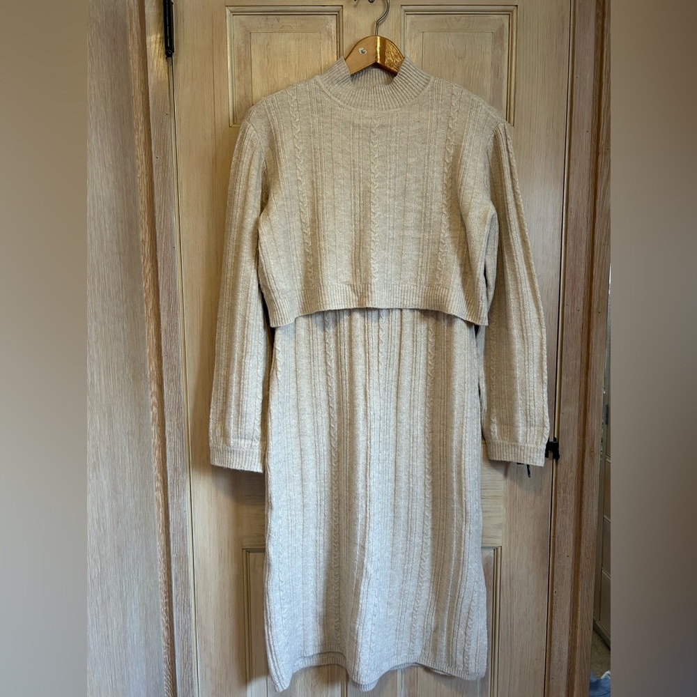 Anthropology Like New Sweater Dress in Beige size 1X